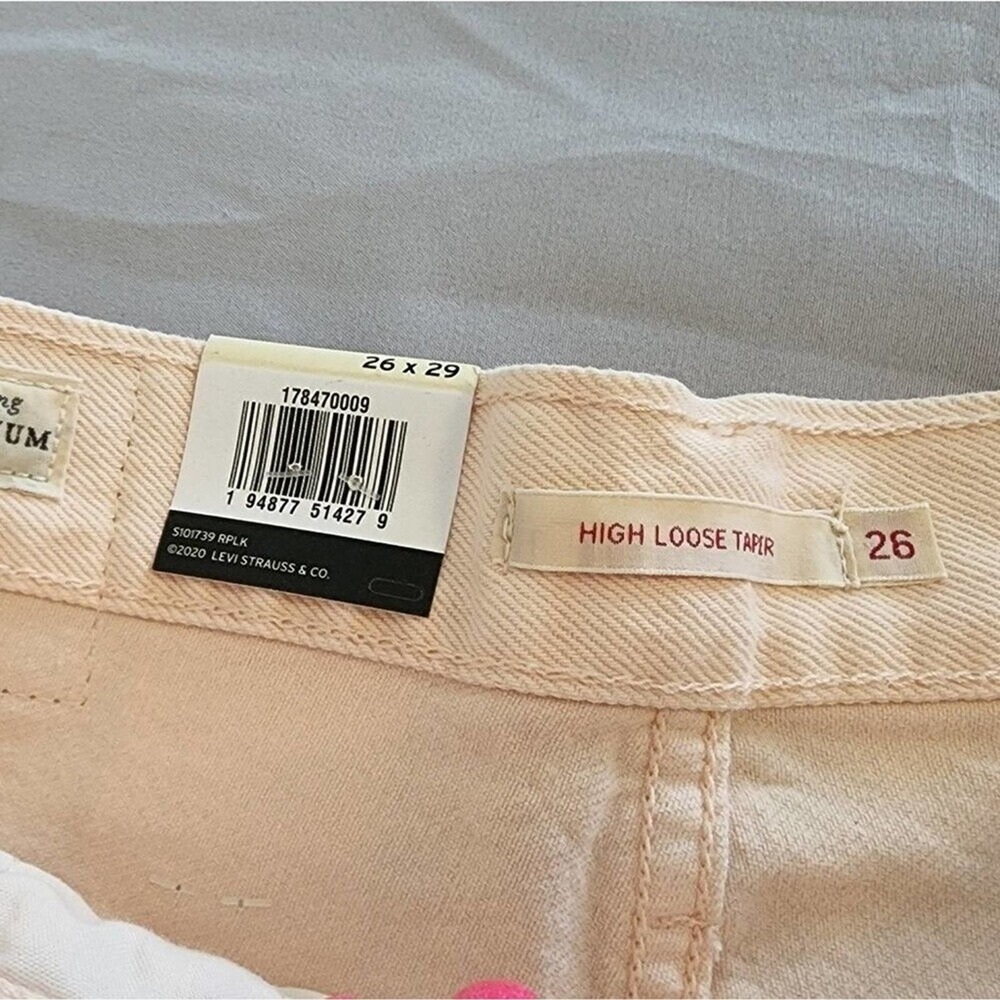 Levi's‎ x Free People high loose taper high rise peach colored jeans size 26 New - Picture 7 of 13